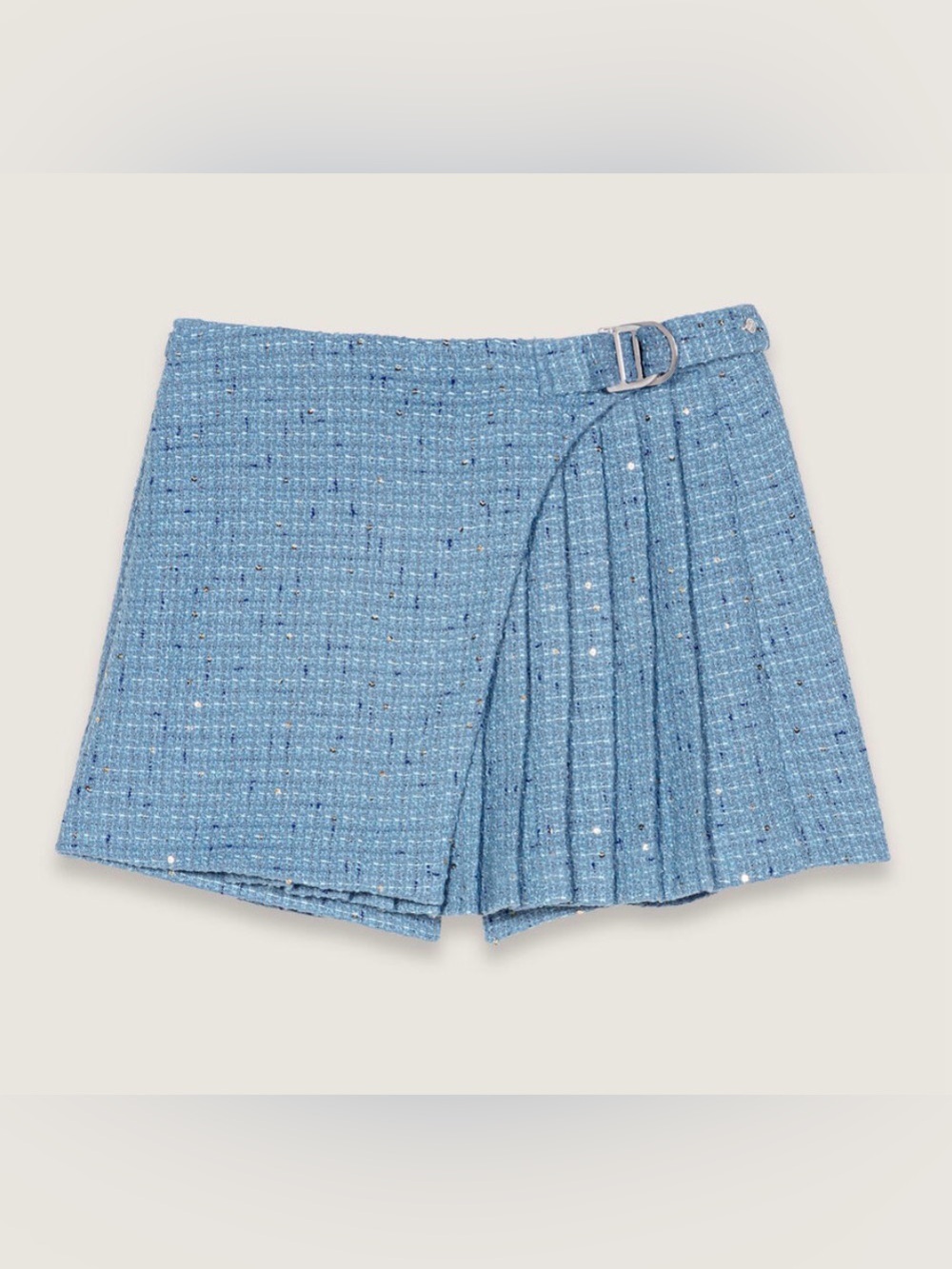 Maje Blue Tweed Skort with Metallic Accents 38